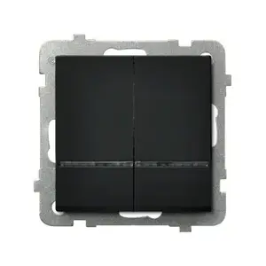 Wall switch Ospel ŁP-2RS/m/33 black — 16 A, 250 V, IP20, 71×71×42 mm