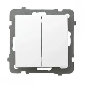 Ospel ŁP-2G/m/00 White two-gang wall switch, 10 A, IP20, 71×71×40 mm