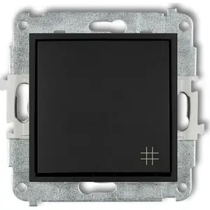 Wall-mounted cross switch Karlik 12MWP-6 black matte, for multi-way lighting circuits
