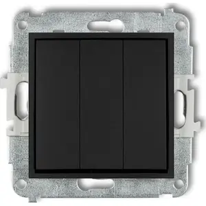 Triple mini switch Karlik 12MWP-7 black matte — compact three-gang wall switch