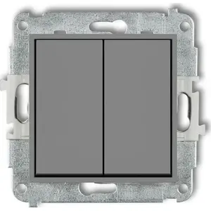 Wall-mounted candle switch Karlik 27MWP-2 gray matte for lighting control, single-pole