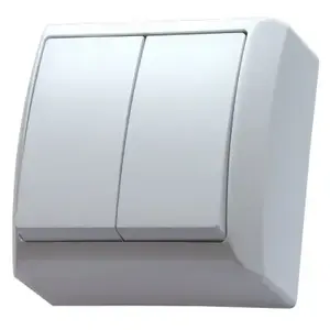 Electrical wall switch Ospel ŁN-2B/00, single-pole 10 A, 250 V, white, 60×60×37 mm