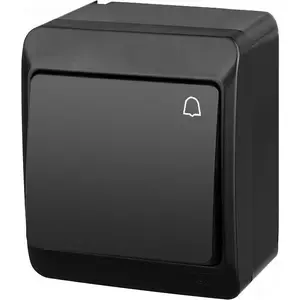 Surface-mounted doorbell switch ELEKTROPLAST HERMES 0337-09, black, momentary (press) contact