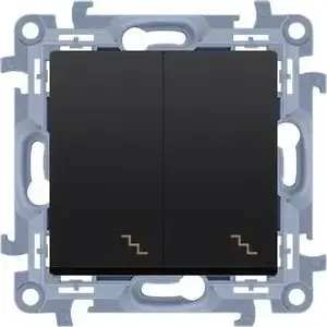 Модуль двойного лестничного выключателя Kontakt‑Simon с LED подсветкой 10AX 250V~ винтовые клеммы матовый черный