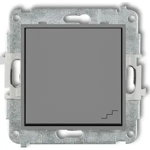 Wall-mounted stair switch Karlik 27MWP-3 gray matte — single-pole control for staircase lighting