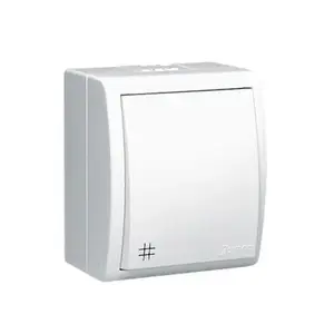 Electrical switch Kontakt-Simon AQW7/11, white plastic housing, IP54, 250 V AC, 10 A, 60×48 mm