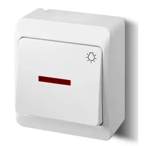 Surface-mounted illuminated light switch ELEKTROPLAST ŁNT Hermes white (model 0346-02)