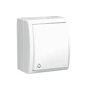 Pushbutton switch Kontakt-Simon AQD1/11, white plastic, 250 V AC, 10 A, 60×48 mm