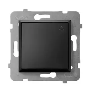 Wall-mounted switch Ospel ŁP-6U/m/33, black, IP20, 250 V AC, 10 A, 71×71×40 mm