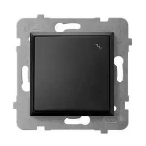 Ospel ŁP-3U/m/33 Black electrical switch module, IP20, 250 V AC, 10 A, 71×71×40 mm