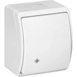 Wall-mounted cross switch ORNO OR-OE-7103/W, IP44 weatherproof, white