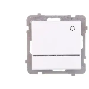 Ospel SONATA bell push switch with blue backlight, normally open, white matte, model ŁP-6RS/m/75