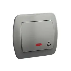Кнопочный выключатель Kontakt-Simon AD1L/26 — алюминиевый цвет, 250 В AC, 10 A, 90×37.5 мм