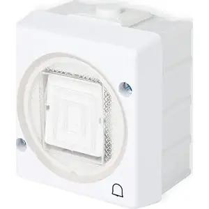 Button doorbell Karlik WHS-4 white — wired call button for intercom and bell systems