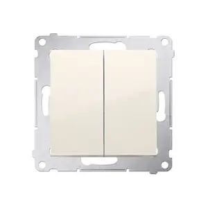 Pushbutton switch Kontakt-Simon DP2.01/41 — white plastic, 250 V AC, 10 A, 75×41 mm