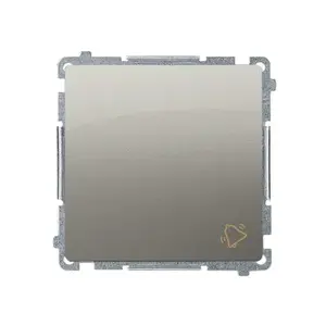 Pushbutton switch Kontakt-Simon BMD1.01/29 — Satin steel, 250 V AC, 10 A, plastic housing, 75×41 mm