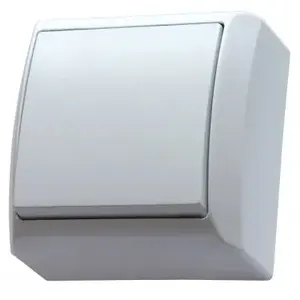 Wall switch Ospel ŁN-1B/00, single-pole 10 A, 250 V, IP20, white, 60×60×37 mm