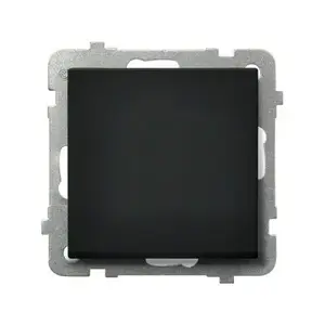 Wall switch Ospel ŁP-1R/m/33 — single rocker, 16 A, 250 V, IP20, black, 71×71×42 mm