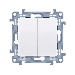Pushbutton switch Kontakt-Simon CP2.01/11 — White, 250 V AC, 10 A, plastic housing, 77×42 mm