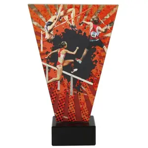 Glass Athletics Trophy Tryumf VL2-C/ATH/BK — glass sports award for track and field events