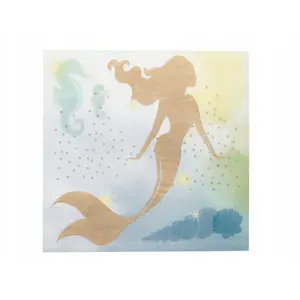 Салфетки PartyDeco Mermaid — бумажные декоративные салфетки с рисунком «русалка», упаковка (MPN 8712026510143)