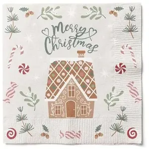 Paper Napkins PartyDeco Det Gamle Apotek 33×33 cm 20 pcs – white Christmas ginger