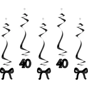 Hair sticks Slowmoose set of 5 black 50 cm with bows — decorative hair pins