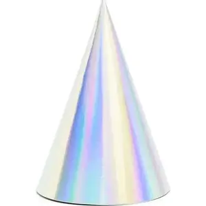 PartyDeco party hats, iridescent, 17 cm, set of 6, universal size