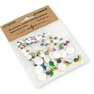 Self-adhesive Moving Eyes Polsirhurt RS-08 — 80 pcs, sizes 5 mm, 8 mm, 15 mm, colorful