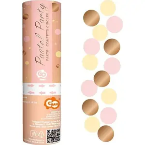 Confetti cannons GoDan 15 cm — pink and gold circular paper confetti