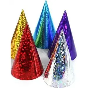 PartyDeco Party Hats holographic, multicolour, 6 pcs, universal size