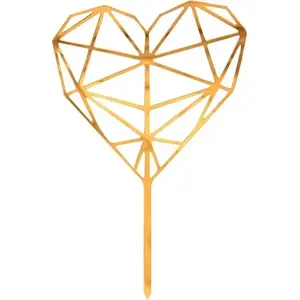 Acrylic Cake Decoration GoDan Diamond Heart Gold — decorative topper for cakes