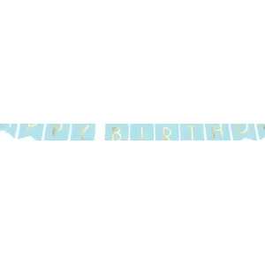 PartyDeco Birthday Banner, Happy Birthday, light blue, 175 cm, universal