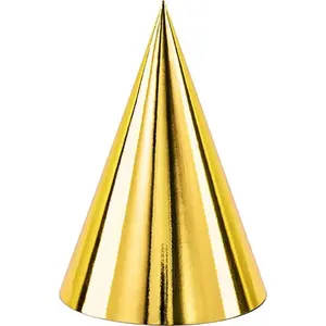 PartyDeco party hats gold, set of 6, universal size (MPN 42299-uniw)
