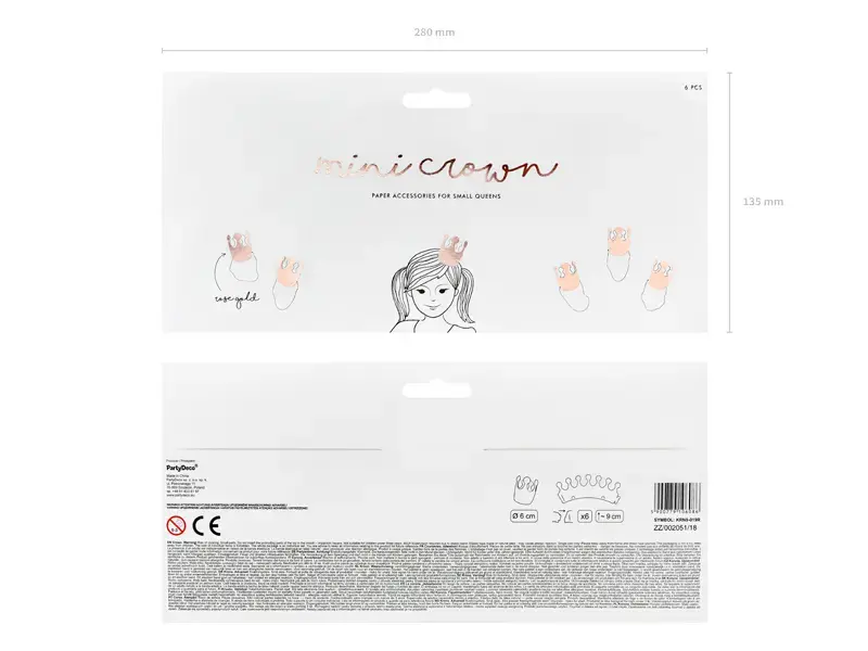 PartyDeco Crown Party crown, rose gold, 6cm Photo 3