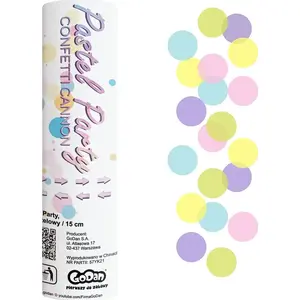 Confetti popper GoDan Konfetti 15 cm — pastel circle confetti, single-use party tube