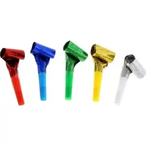 Holographic Streamer Horns GoDan set of 5 — party streamer horns, single-use confetti launchers