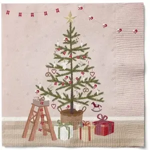 Paper Napkins PartyDeco 33 x 33 cm, 20 pcs, pink, Christmas