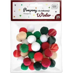 Decorative Pom Poms INTERDRUK 35 pcs Winter — assorted sizes and colors for crafts and décor