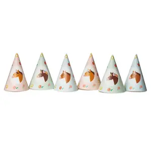 PartyDeco party hat CPP32 — paper multicolour, height 160 mm, diameter 110 mm, pack of 6