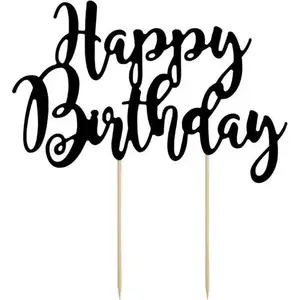 Топпер для торта PartyDeco «Happy Birthday», чёрный, 22,5 см, универсальный