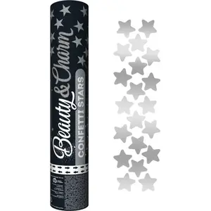 Confetti launcher GoDan 30 cm — silver star-shaped confetti, pneumatic