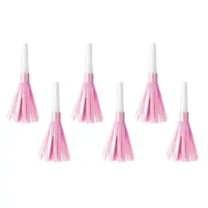 Party horn PartyDeco 511041, light pink and white, 6 pcs, depth 125 mm
