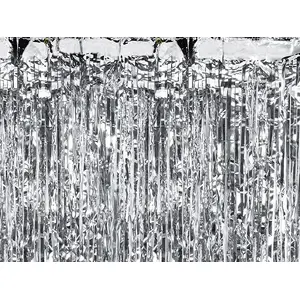 Party curtain decoration No name 0.9 x 2.5 m silver — universal party backdrop
