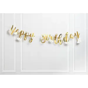 TEKA Baner Happy Birthday with Gold Flowers, decorative birthday banner, model 634656