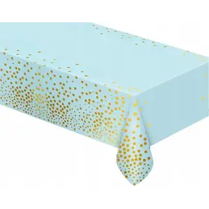 Tablecover foil GoDan Obrus foliowy B&C gold dots on light blue