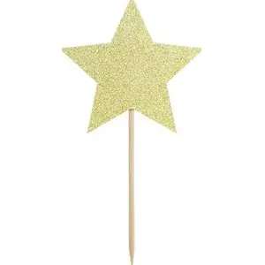 PartyDeco cake topper stars gold 11.5 cm set of 6 — decorative picks for cakes and desserts
