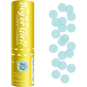 Confetti Popper GoDan Konfetti — 15 cm tube, blue circular confetti (Boy or Girl)
