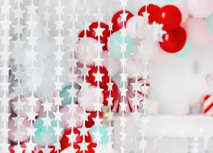PartyDeco серебряная бахрома с звёздочками 100 x 245 см — декоративная фольгированная занавесь для праздника