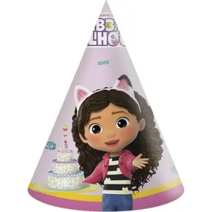 Paper party hats GoDan Gabby's Dollhouse 6 pcs — disposable children's cone hats